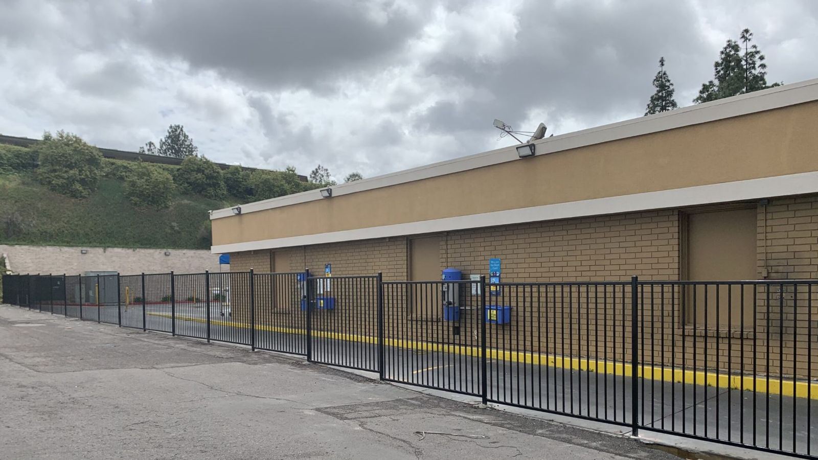 Ornamental metal perimeter fencing, commercial property